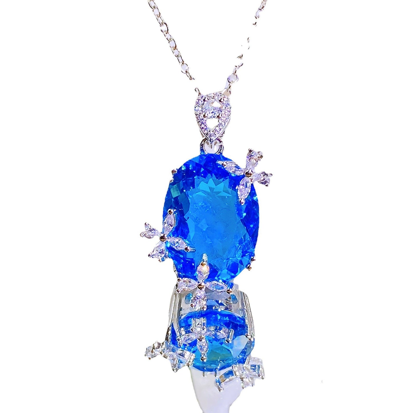 Live Broadcast Fairy Butterfly Design Candy Series Aquamarine Female Jewelry Set