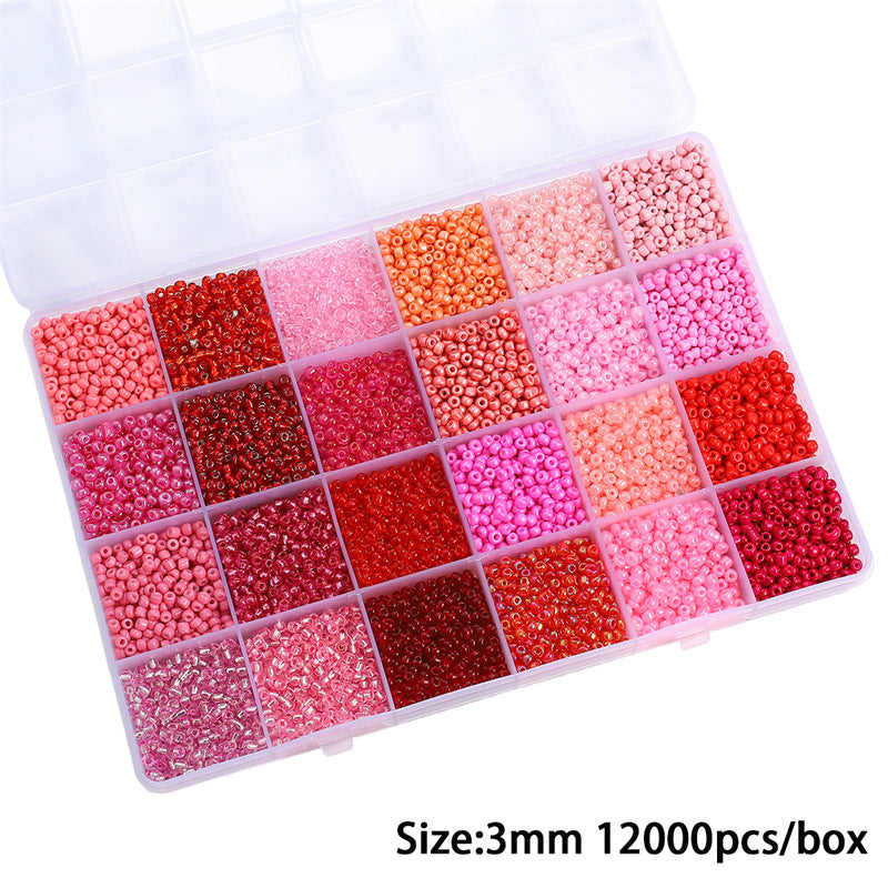 Grid Glass Color Straight Hole Bead Box Jewelry Accessories