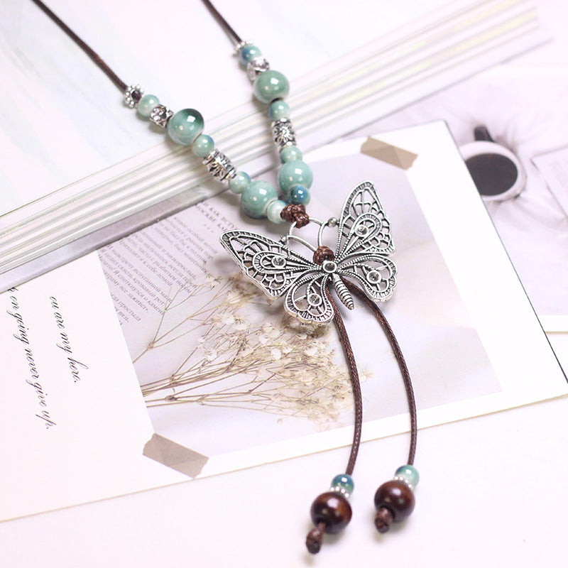 Ceramic Sweater Chain Jewelry Beaded Chinese Female Light Luxury Necklaces
