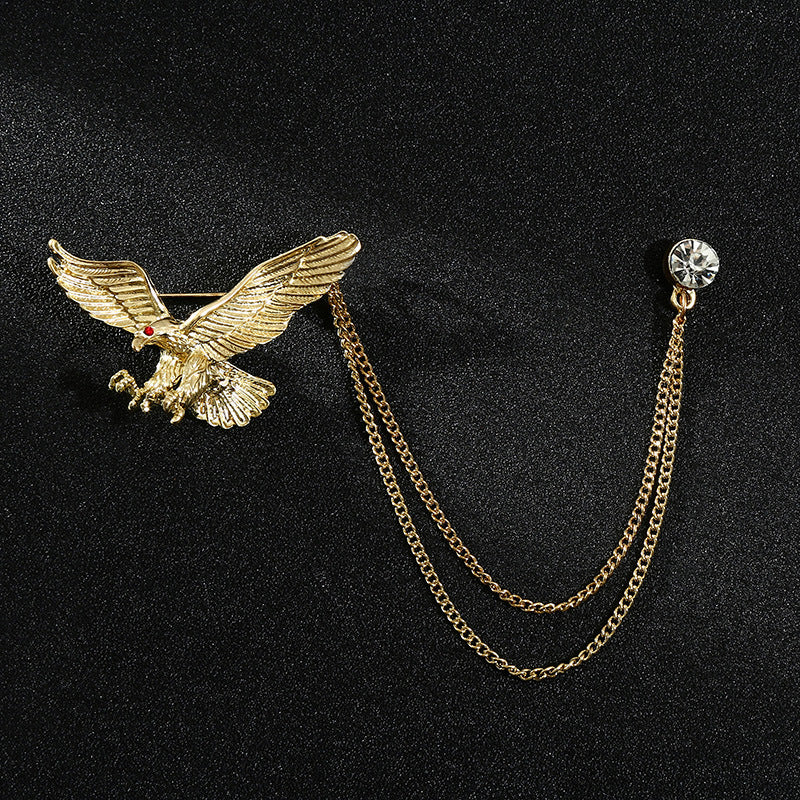 Men's Diamond Eagle Deer Head Domineering Brooch Bow Tie Brooches