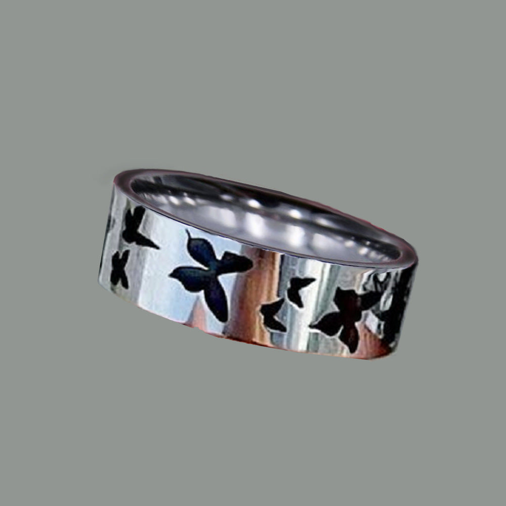 Titanium Steel Punk Rock Flame Cross Ring