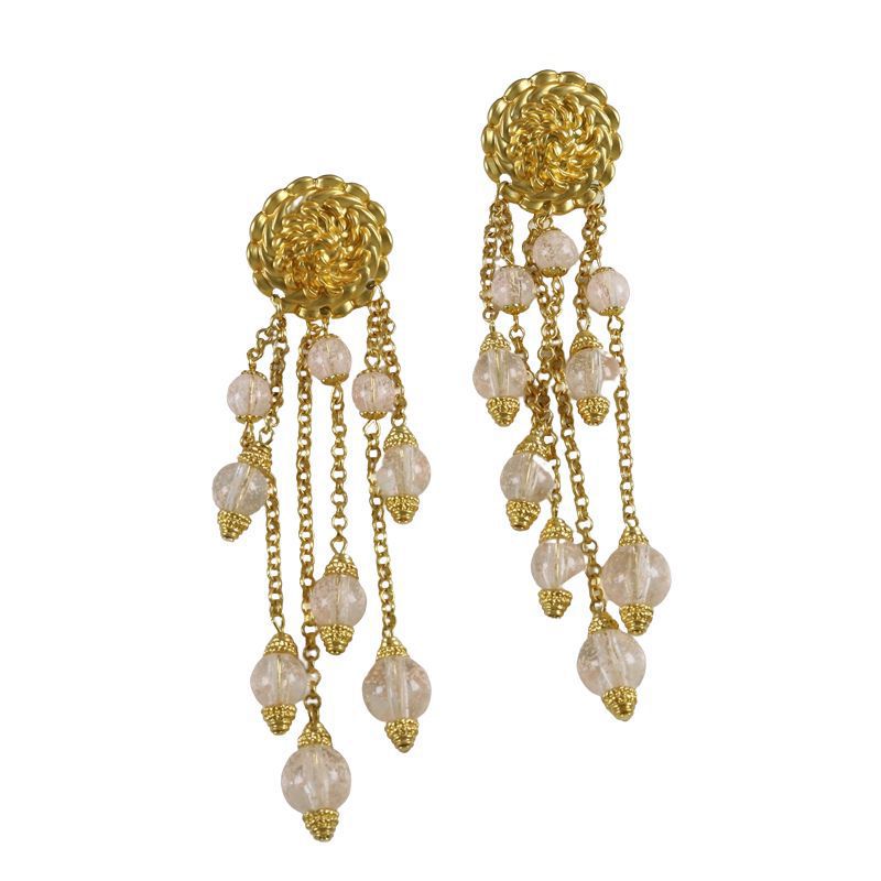 Women's French Retro Pearl Tassel Exaggerated Niche Earrings