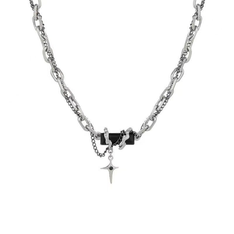 Simple Black Zircon Niche Design Cross Stitching Advanced Fashion Necklaces