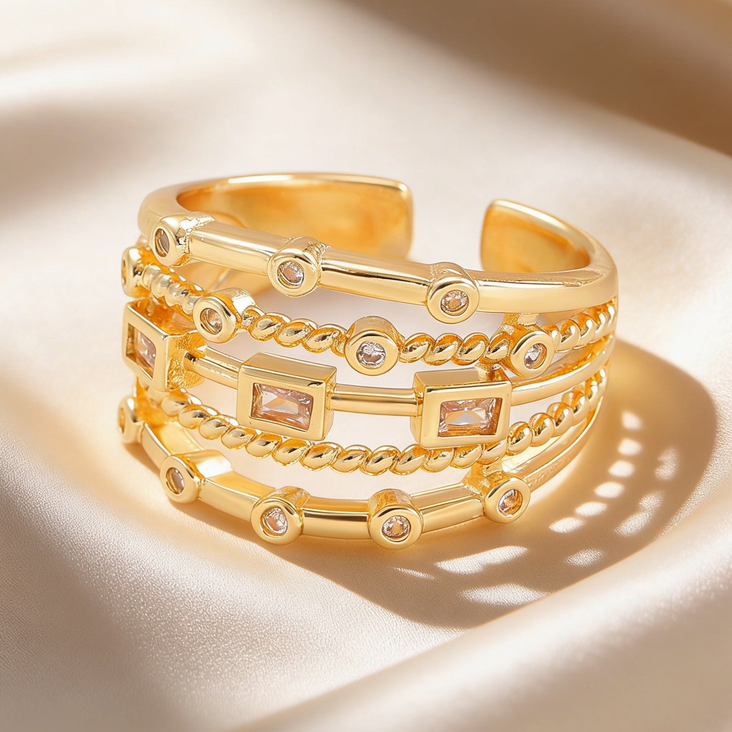 Simple Style Geometric Hollow Gold Plated Ring