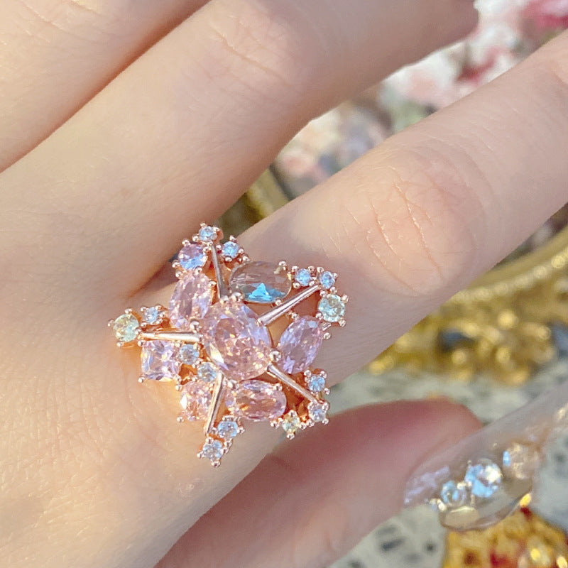 Palace Rose Golden Lace Hollow Open End Expensive Rings