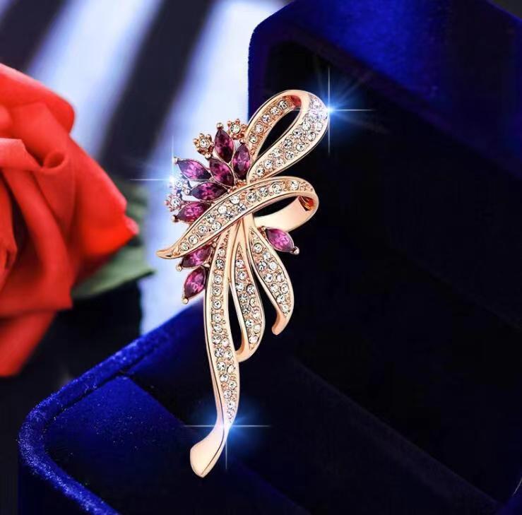 Women's Micro Zircon Brooch Exquisite Plant Pin Brooches
