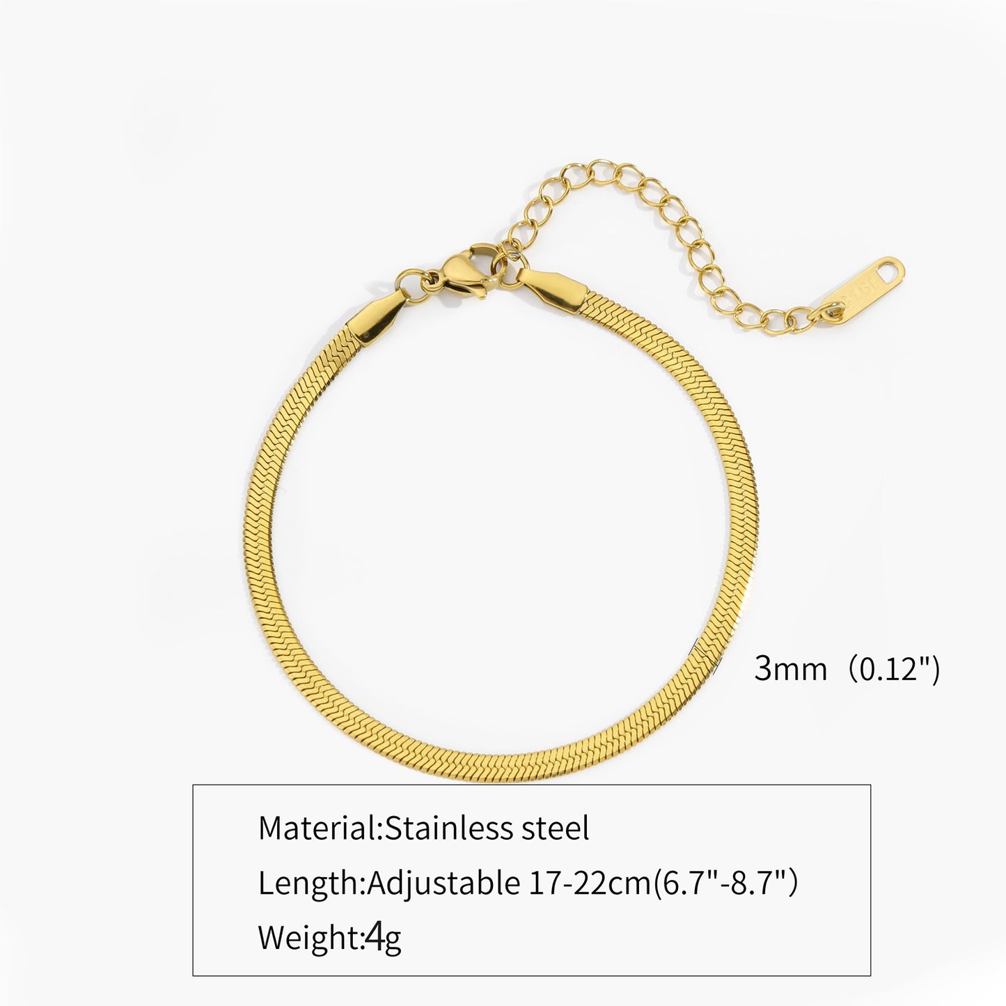 Metallic Titanium Steel Stainless Gold Blade Chain Bracelet