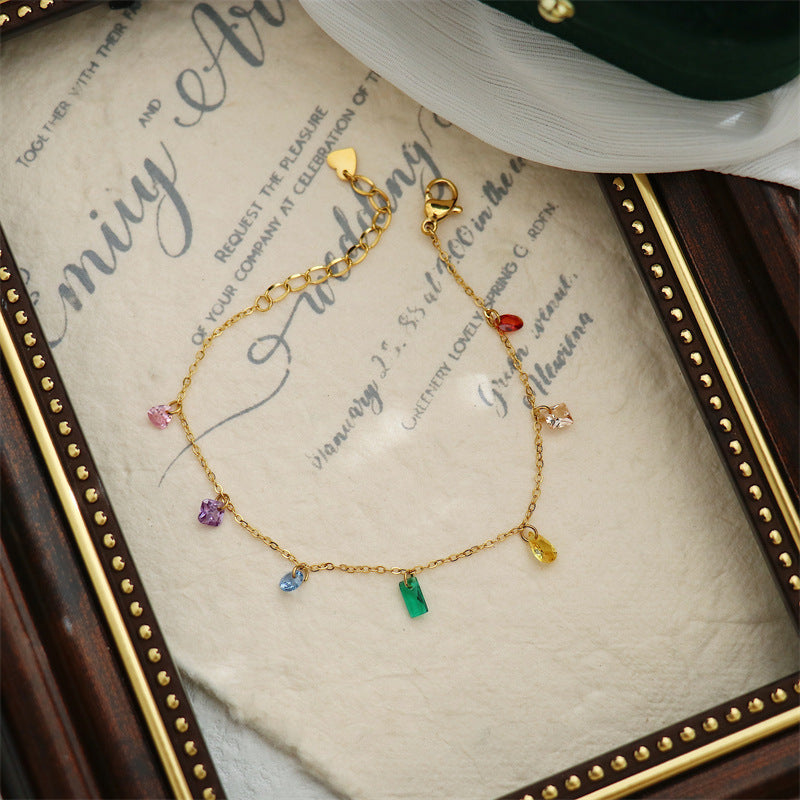 Korean Style Sweet Summer Fantasy Rainbow Zircon Fashion Bracelet
