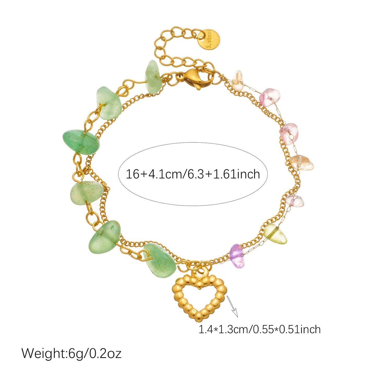 Women's Steel Colorful Gravel Simple Design Fresh Bracelets