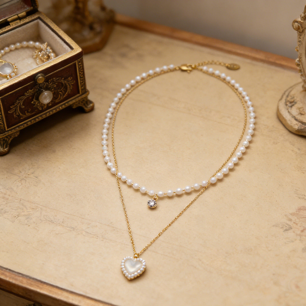 Star Madi Light Luxury Pearl Love Clavicle Chain Necklace