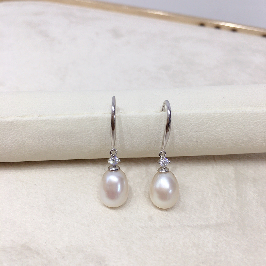 Natural Fresh Water Pearl Female Sterling Sier Ear Hook