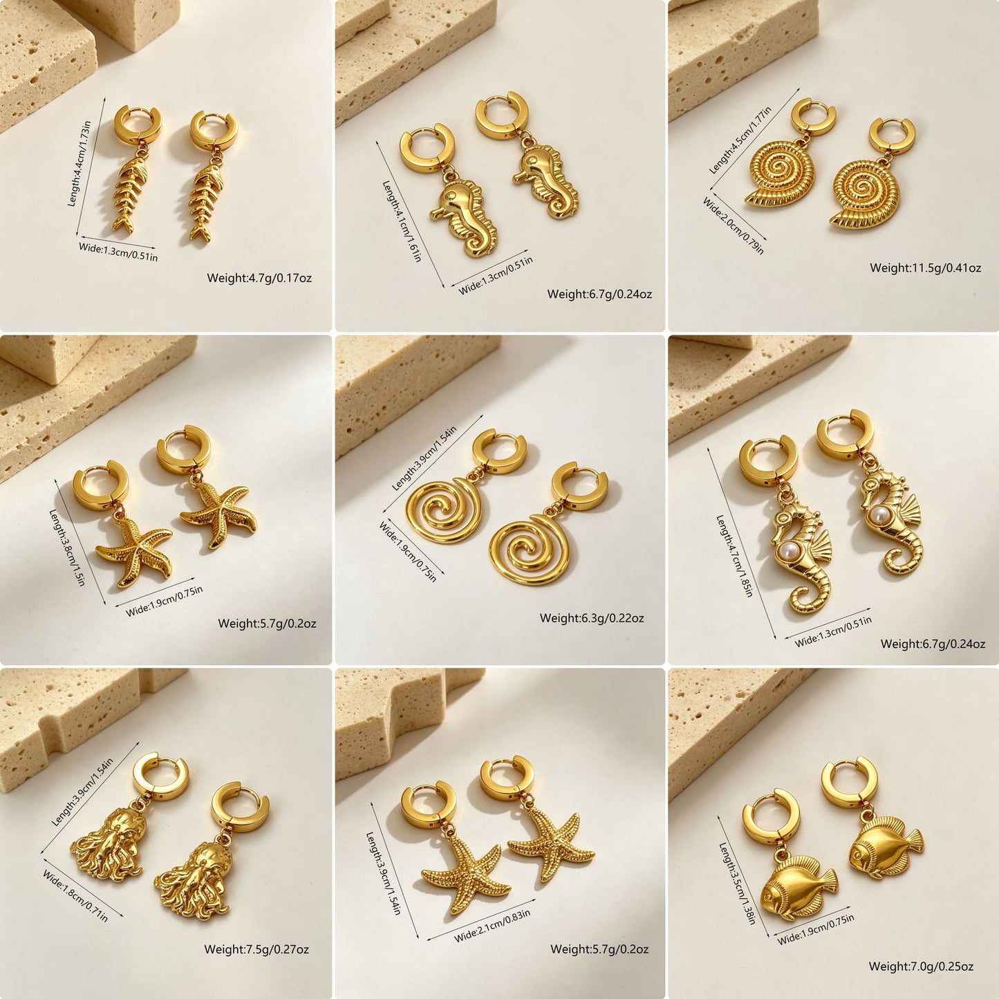 Women's Retro High-grade Stainless Steel Ocean Style Light Luxury Earrings