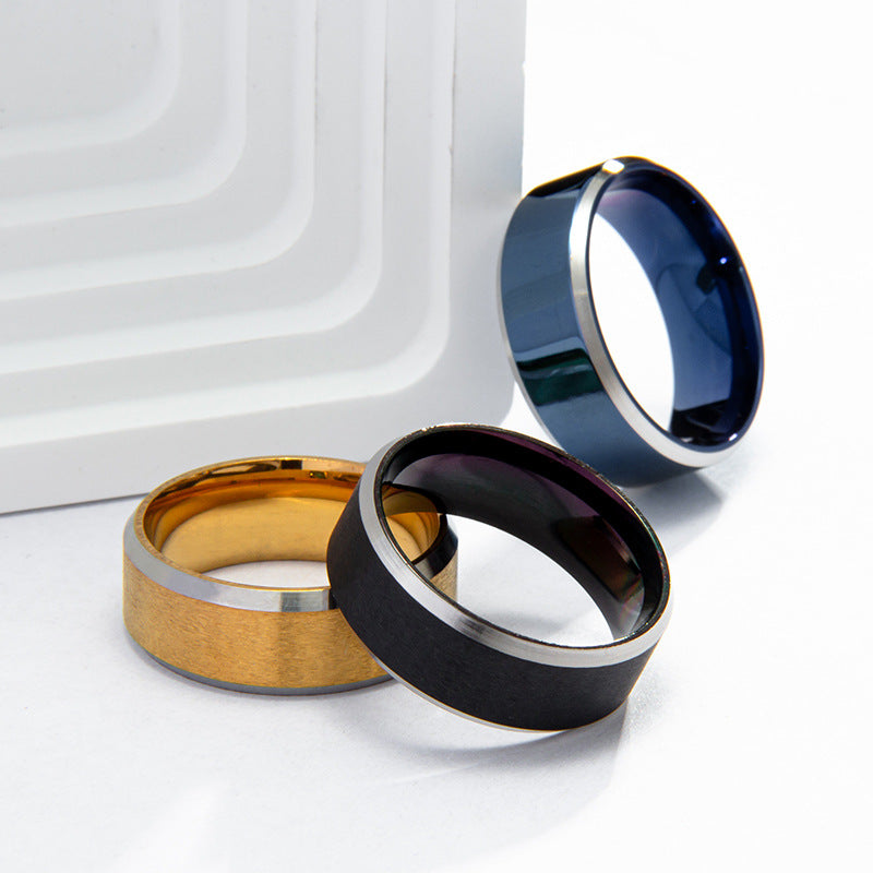 Men's Fashion Titanium Steel Sier Simple Personality Rings