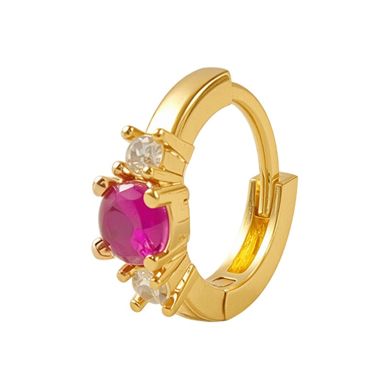 Women's Colorful Zircon Gold Fashion Design Ear Earrings