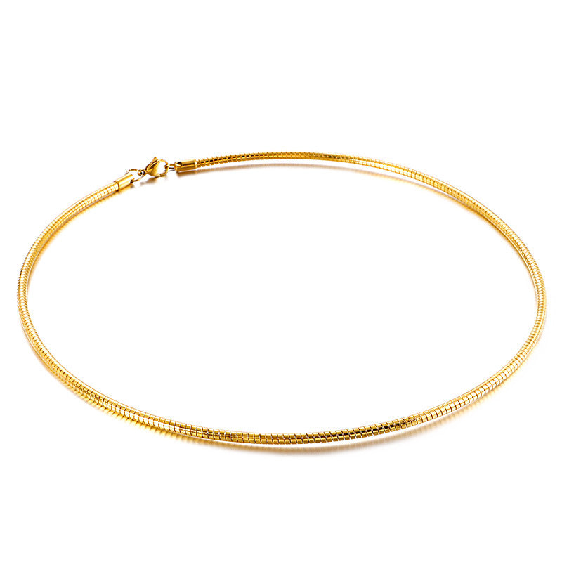 Women's Chain Round Stainless Steel Gold Personality Collar