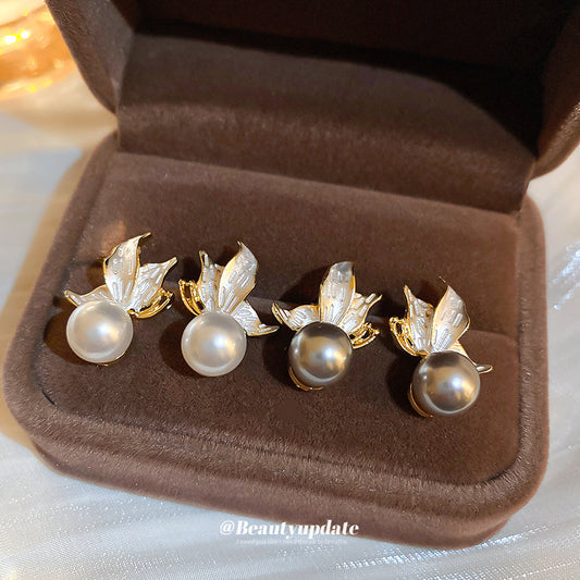 Pearl Round Korean Artsy Fashion Commuter Earrings