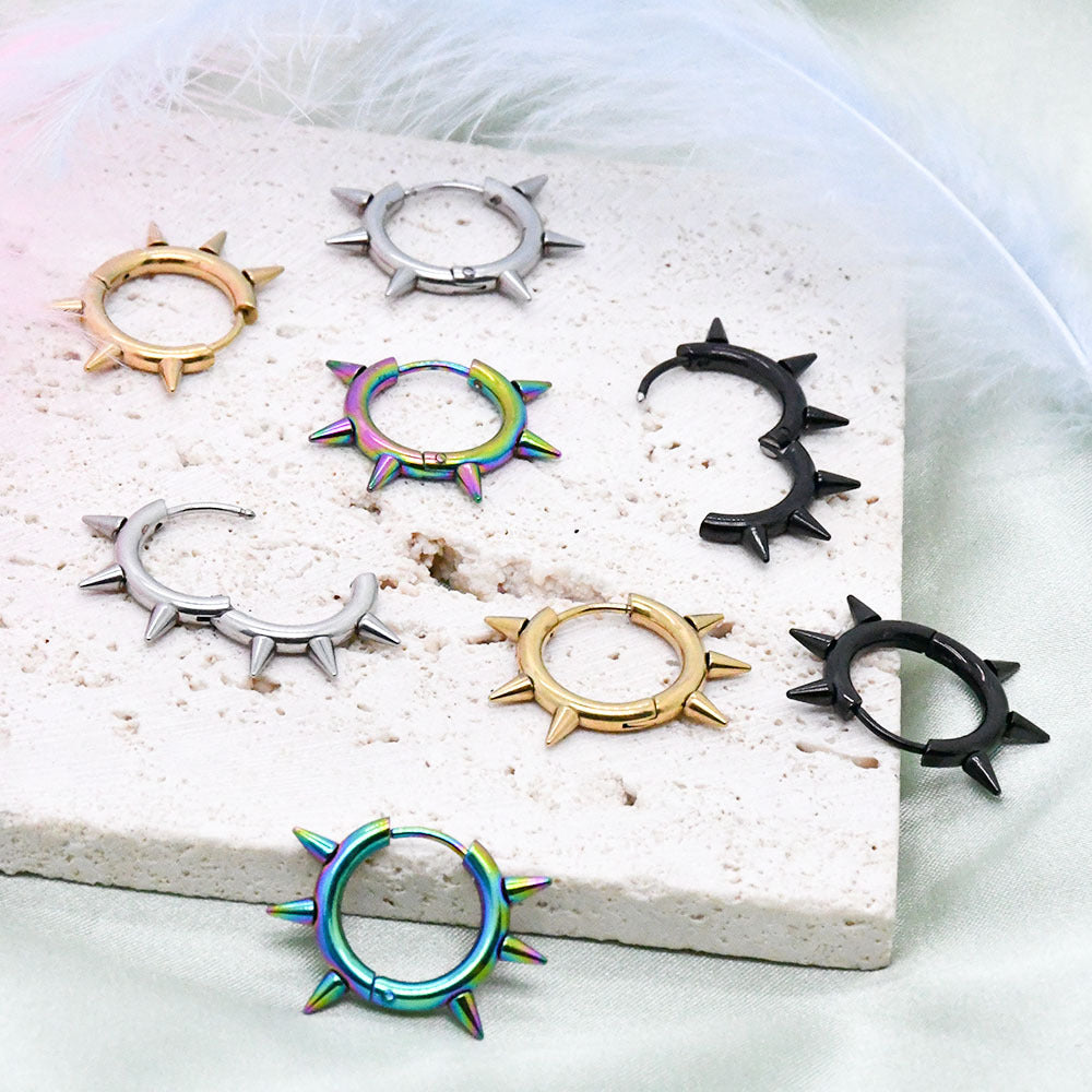 Clip Stainless Steel Personalized American Rivet Geometric Earrings