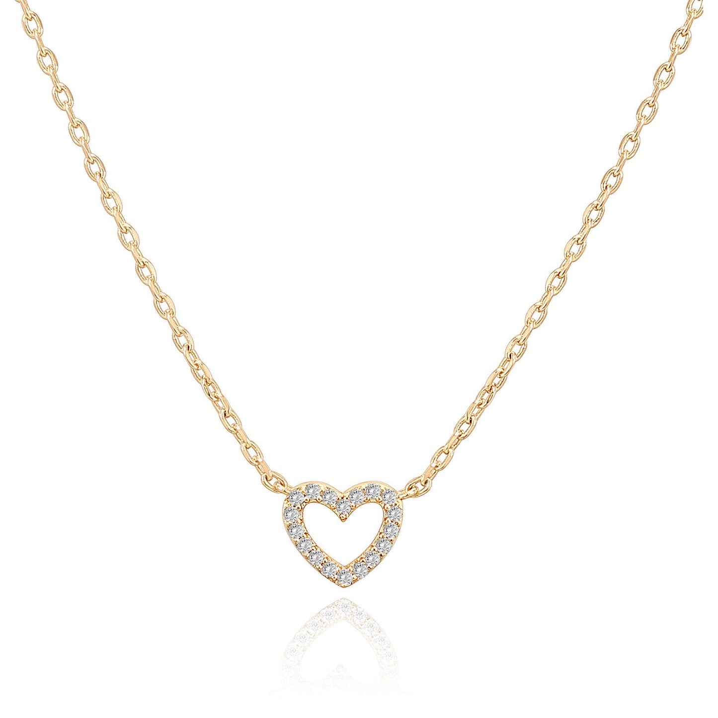 Copper Micro Inlaid Zircon Love Gold Necklace