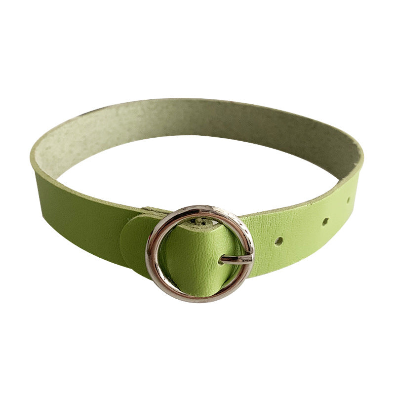 Leather Round Gothic Simple Neck Band Collar