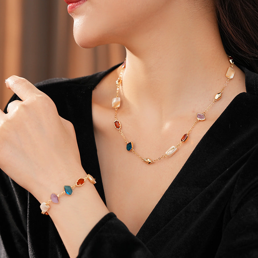 Shell Square Female Light Luxury Minority Jewelry Set