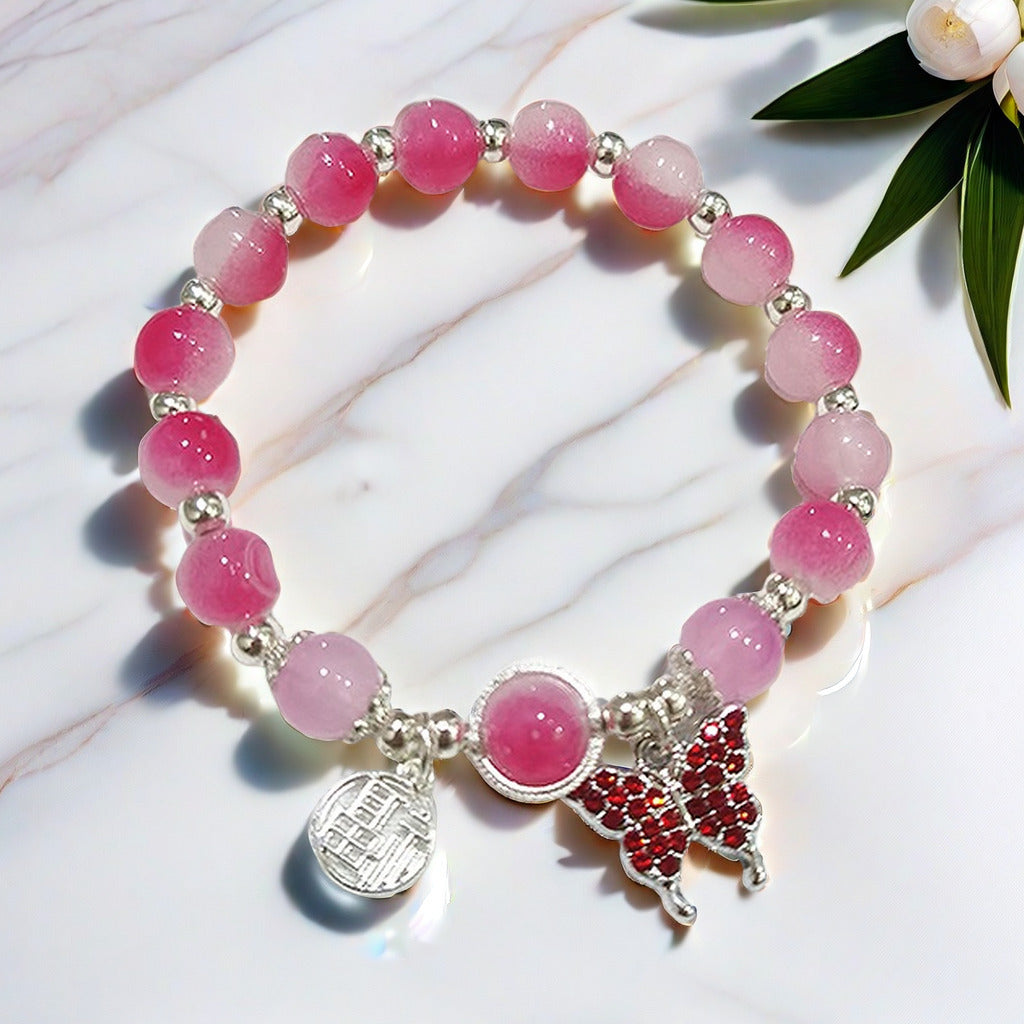 Glass Butterfly Blessing Card Female Temperament Bracelets