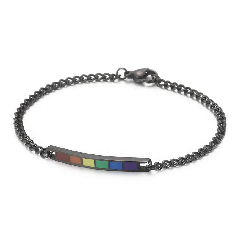 Fashion Stainless Steel Curved Rainbow Personality Titanium Bracelet