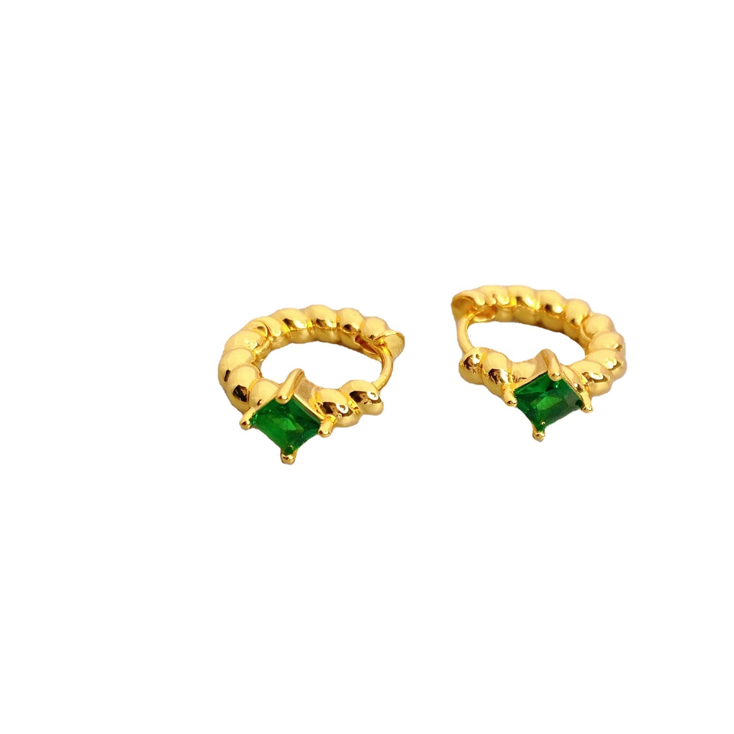 Inlaid Square Gem Trendy Female Spiral Rings