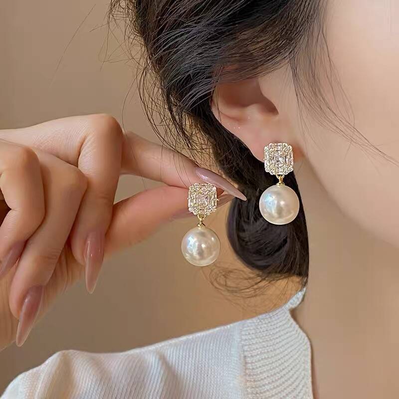 Women's Korean Style Tassel Sier Needle High-grade French Rings