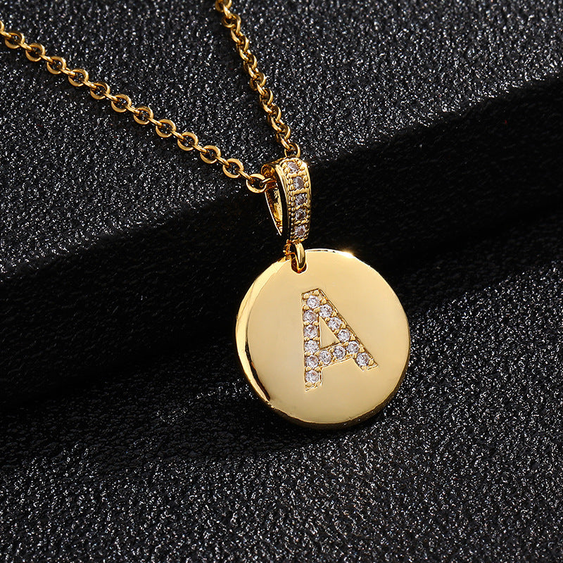 Women's Letter Fashionable English Copper Inlaid Zircon Small Necklaces