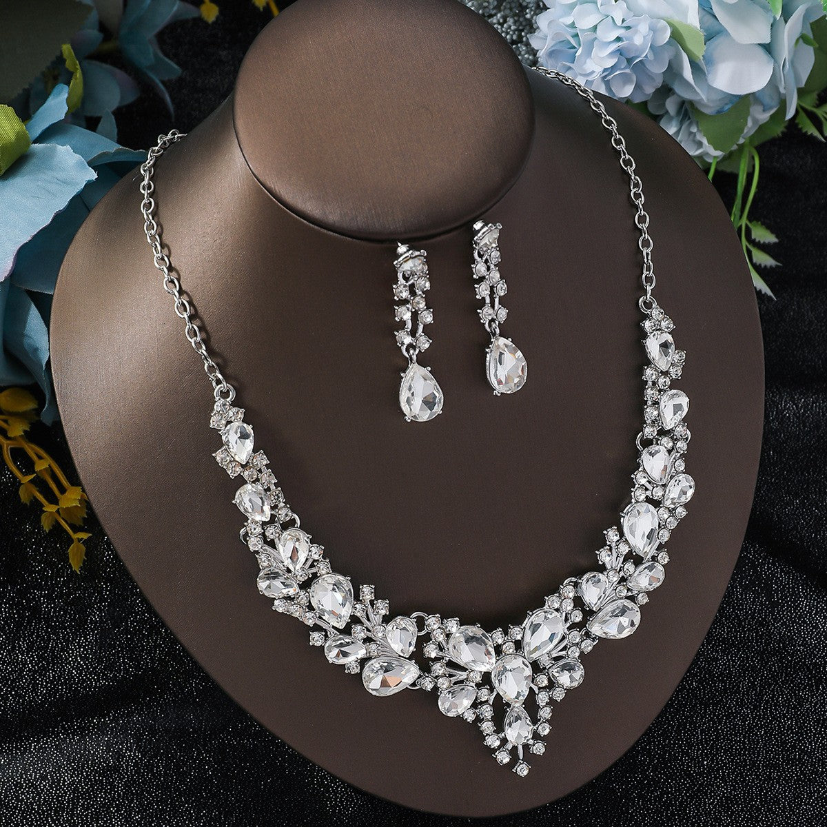 Women's Bridal Crystal Two-piece Wedding Dress Jewelry Set