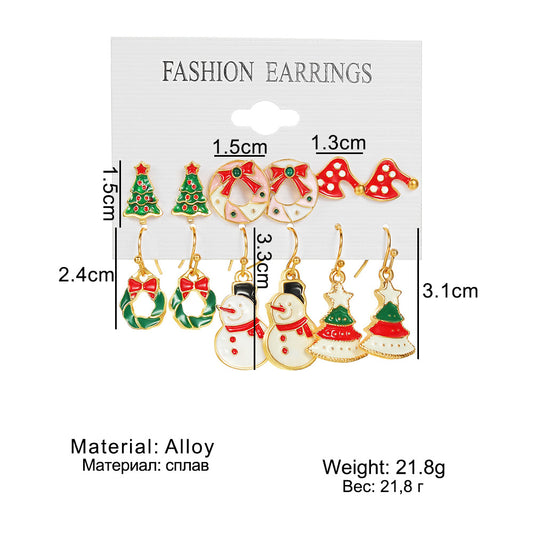 Women's Series Snowflake Bell Combination Suit Cartoon Dripping Earrings