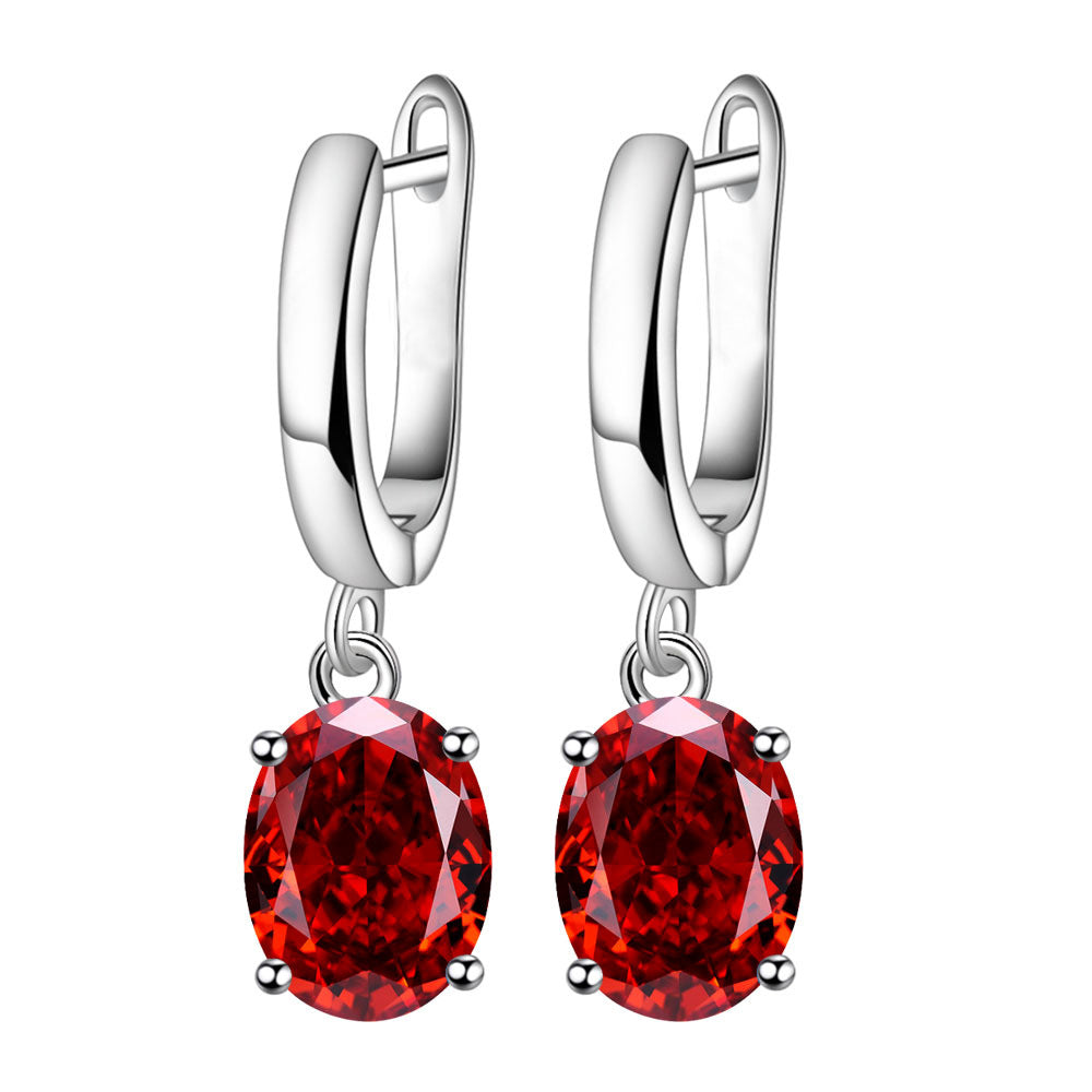 Women's Oval Zircon Egg-shaped Color Imitation Gem Jewelry Set