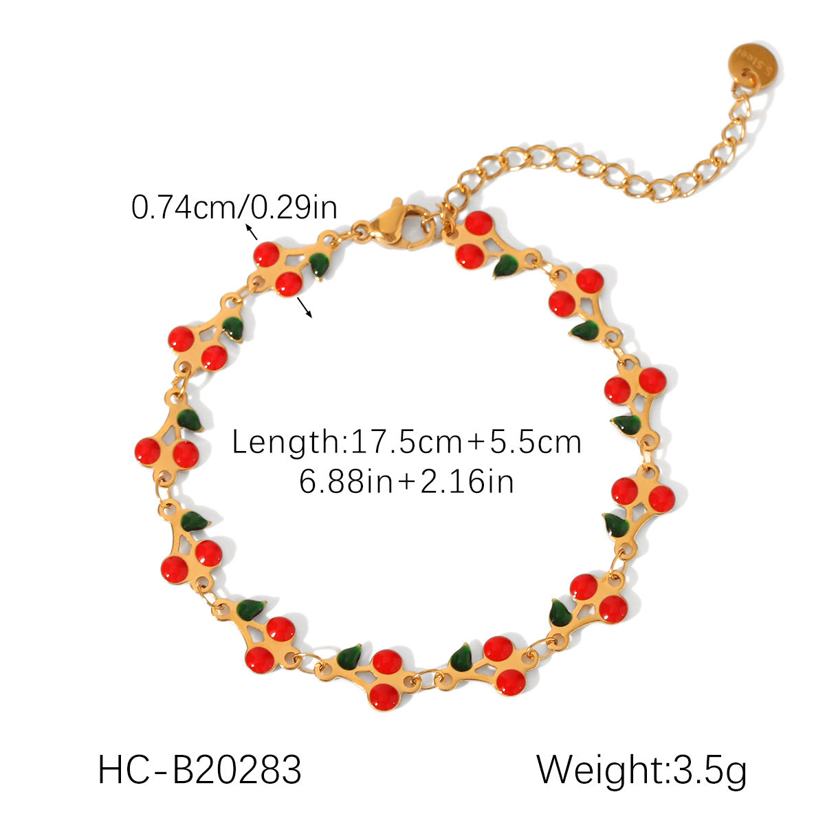 Stainless Steel Cherry Elastic Chain Light Bracelets