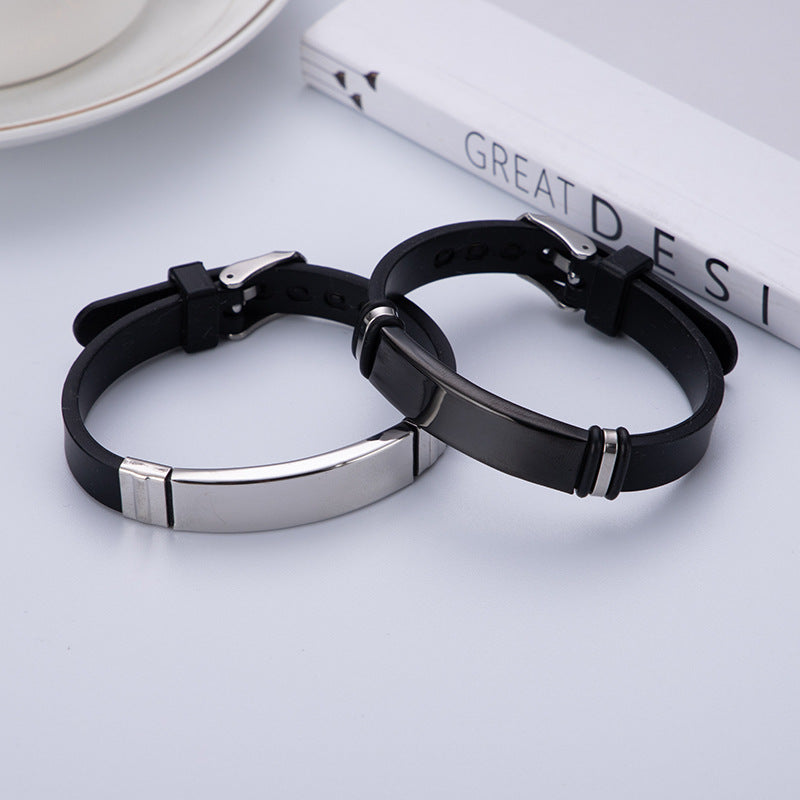 Men's Sports Couple Lettering Birthday Gift Stainless Silica Bracelets
