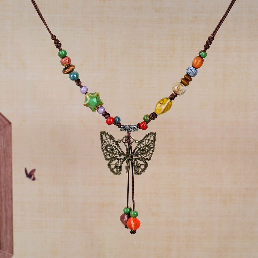 Chinese Ethnic Style Butterfly Niche Ancient Necklaces