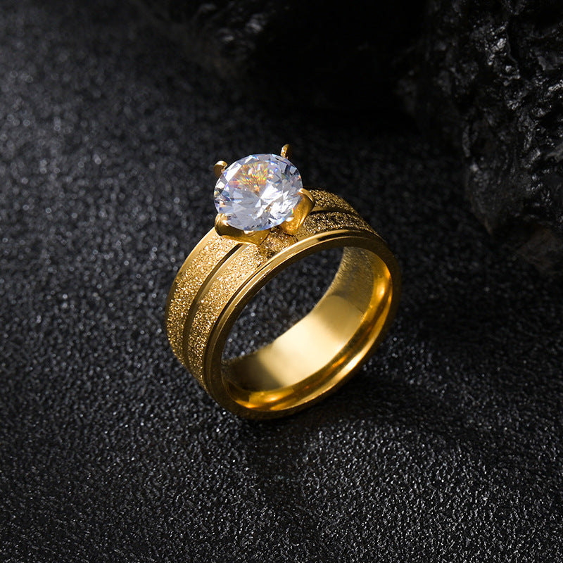 Women's Ornament Inlaid Zircon Plating Frosted Gold Rings