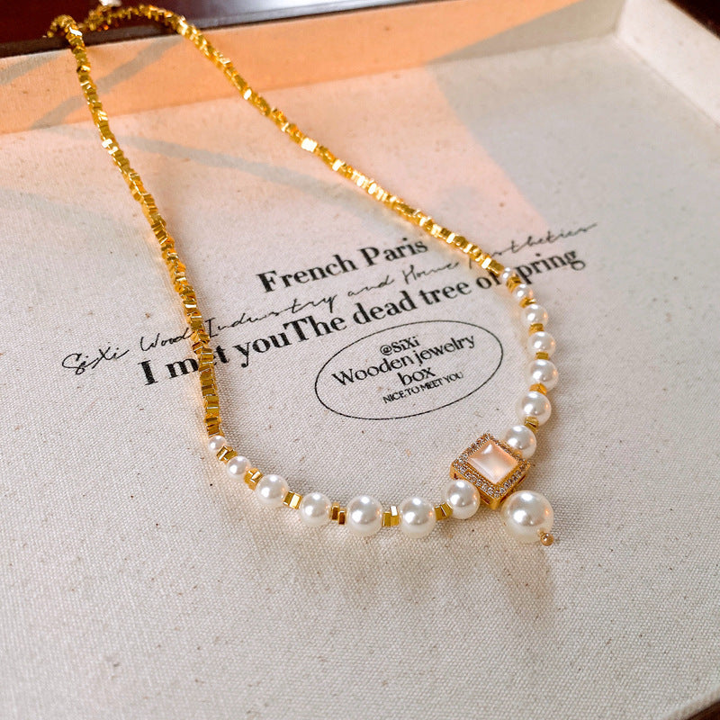 Pearl Twin Clavicle Chain Light Luxury Necklaces
