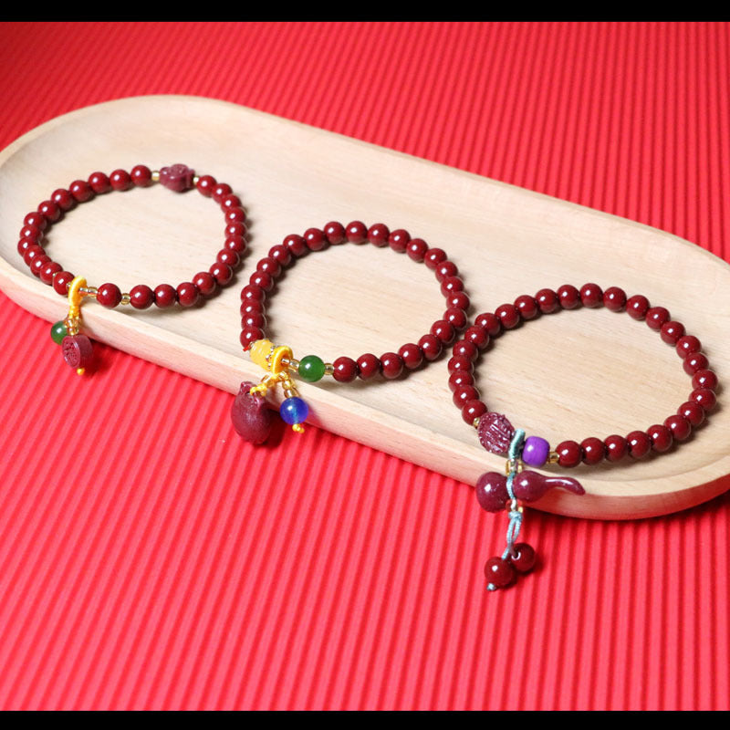 Women's Single Circle Multi Life Red Five Gods Of Bracelet