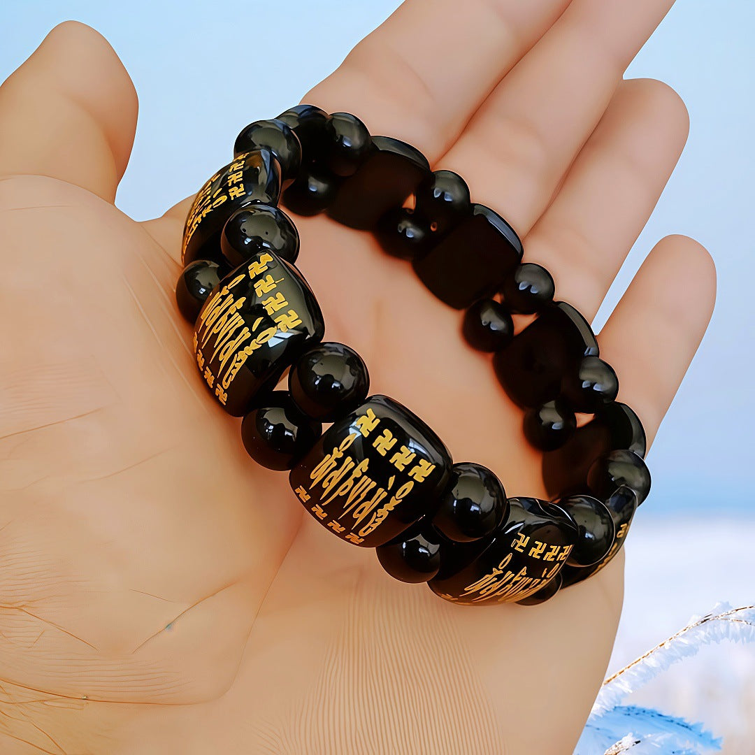 Jade Barrel Beads Gold Pi Longevity Bracelets