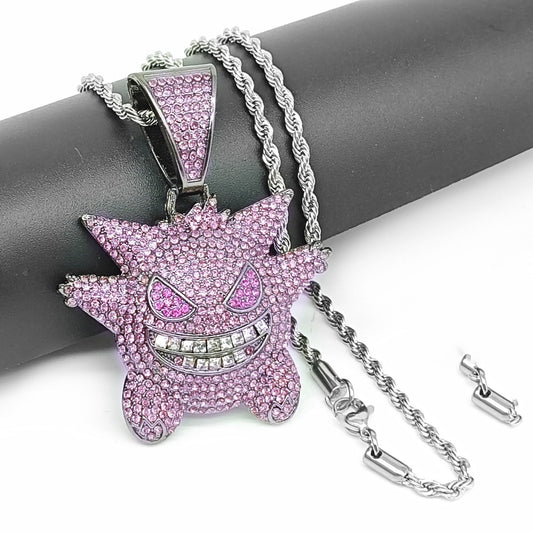 Gray Wolf Cartoon Purple Color Zircon Necklaces