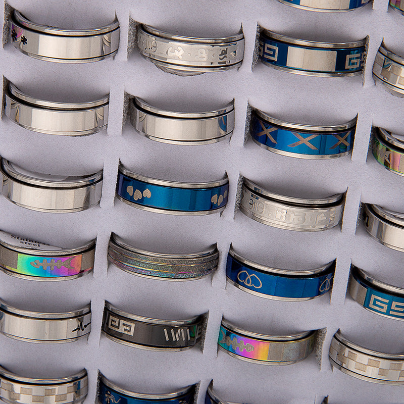 Rotatable Decompression Stainless Steel Mixed Titanium Rings