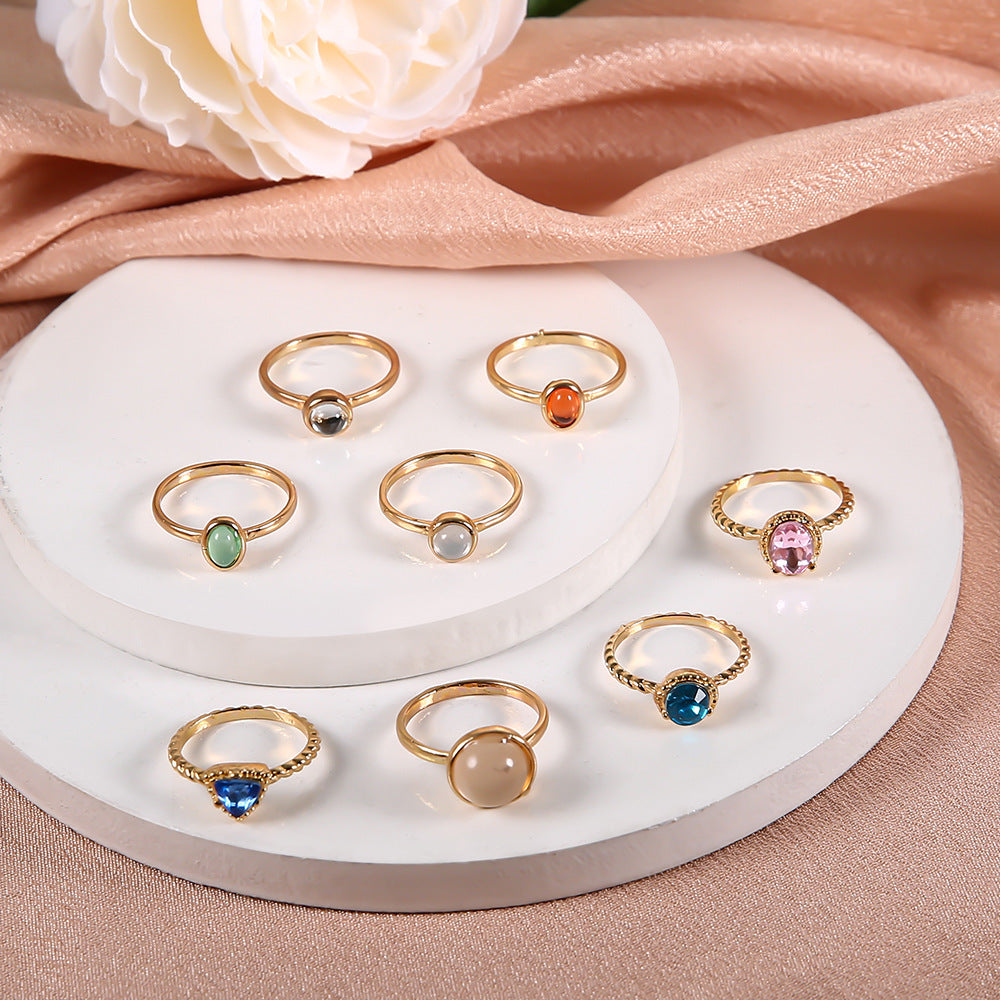 Creative Fashion Opal Champagne Multicolor Knuckle Rings