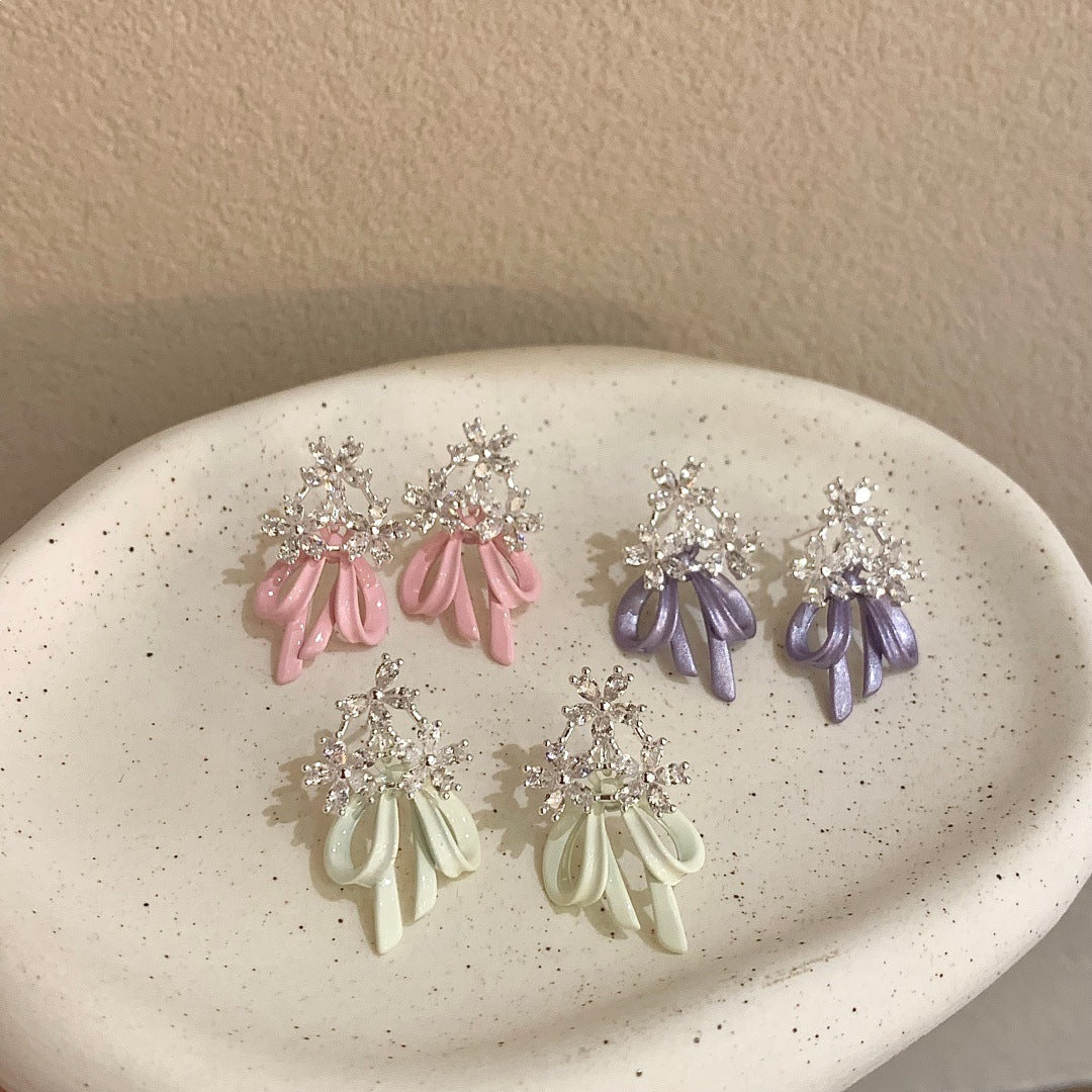 Women's Zircon Flower Light Luxury High-grade Temperament Fairy Stud Earrings