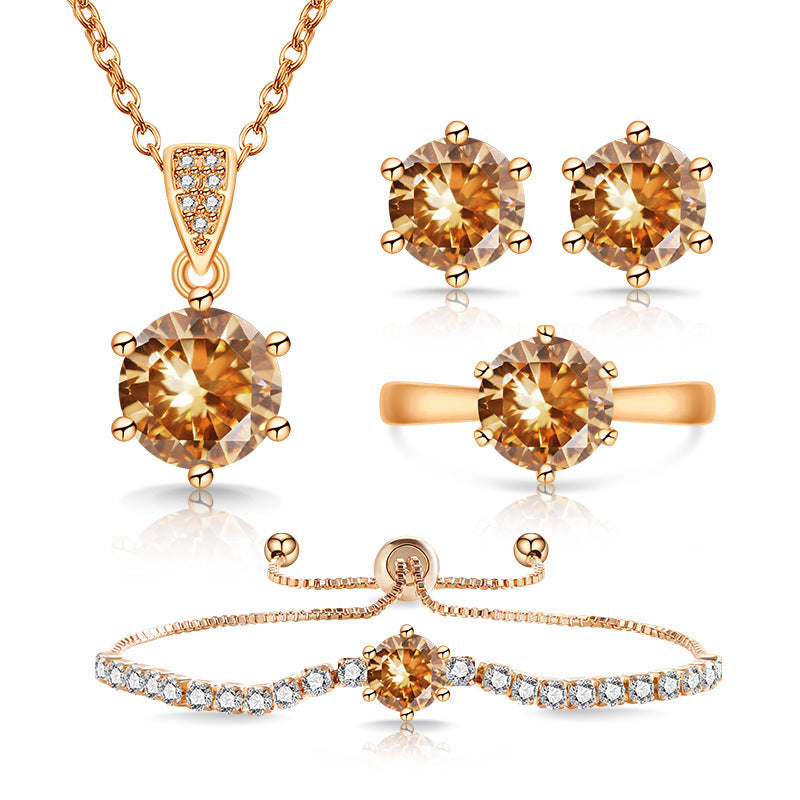 Super Flash Classic Colored Gems Pcs Jewelry Set