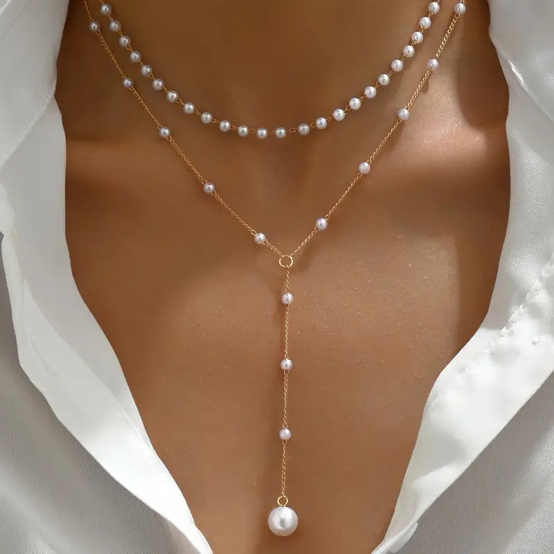 Ornament Fashion Pearl Female Personality Y-shaped Necklaces