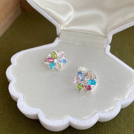 Color Flower Ear Clips Female Niche Personality Earrings