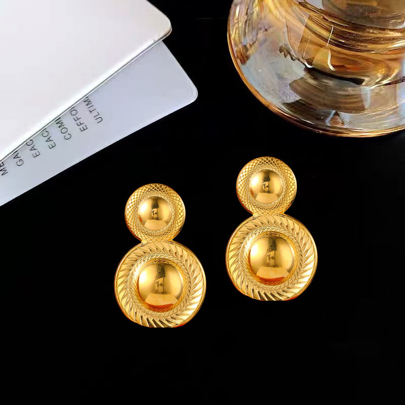 Women's Vintage Gold Stainless Steel Fashion Metal Earrings