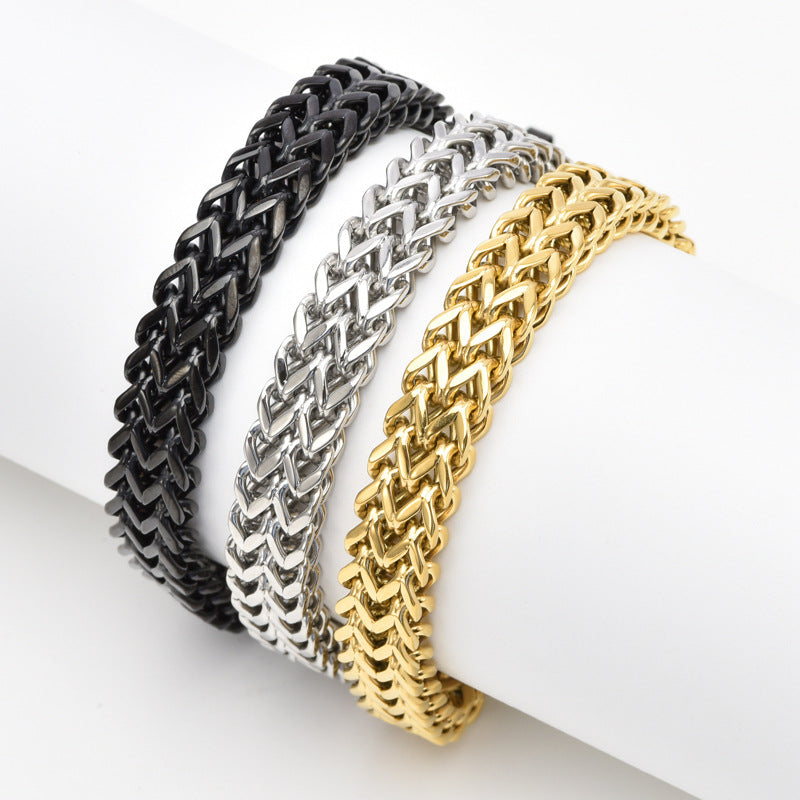 Men's Simple Stainless Steel Positive Negative Twist Keel Chain Creative Retro Bracelet