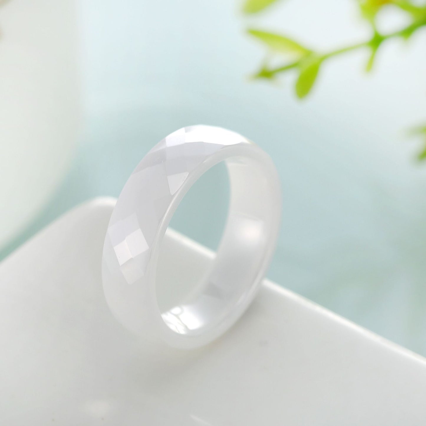 Ceramic Cut Diamond Black White Zirconium Rings