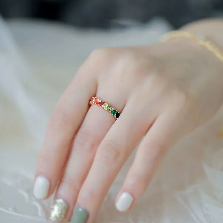 Women's Candy Colorful Bright Zircon Personality Gold-plated Fashionable Rings